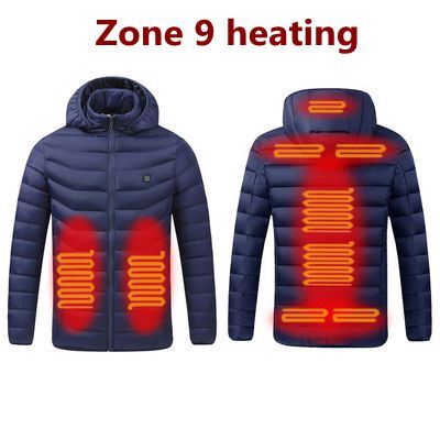 Heated Jacket USB Winter Outdoor,  Sprots Thermal Coat   9 -17 Areas