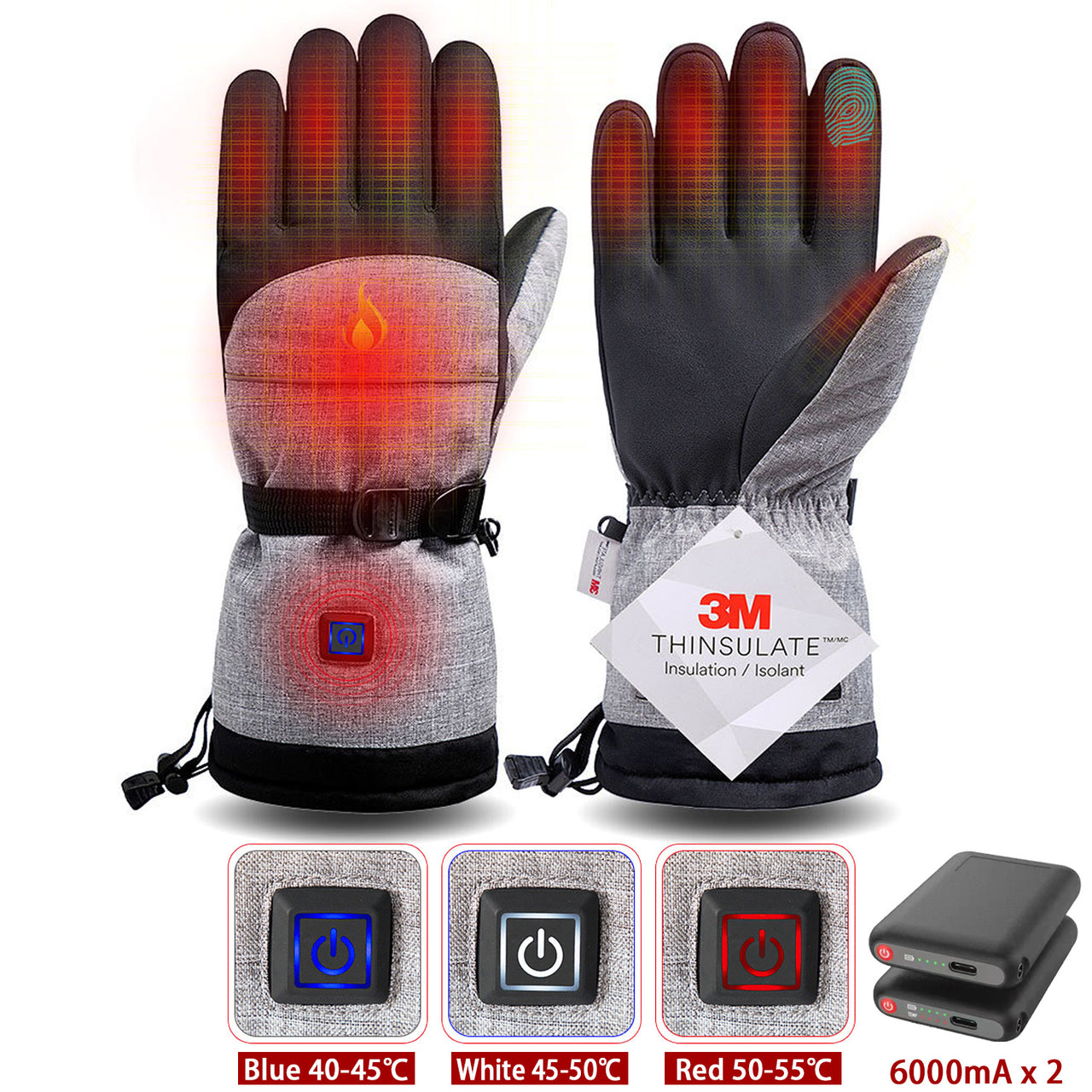 Winter Gloves 3M Cotton Heating Hand Warmer Electric Thermal Gloves Waterproof Snowboard Cycling Motorcycle Bicycle Ski Outdoor - Winter Gloves 3M - NosCiBe