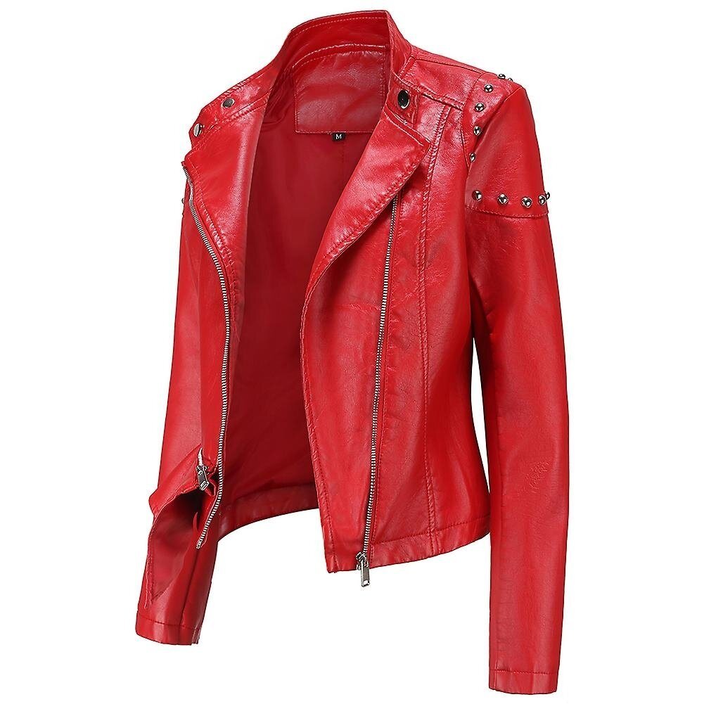 Women's Slim Fit Rivet Personality Leather Jacket