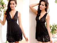 Thumbnail for Women Sexy Nightwear S~XXL Lace Nightgown Sleepwear Dress G-String Sexy Lingerie Robe
