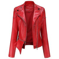 Thumbnail for Women's Slim Fit Rivet Personality Leather Jacket