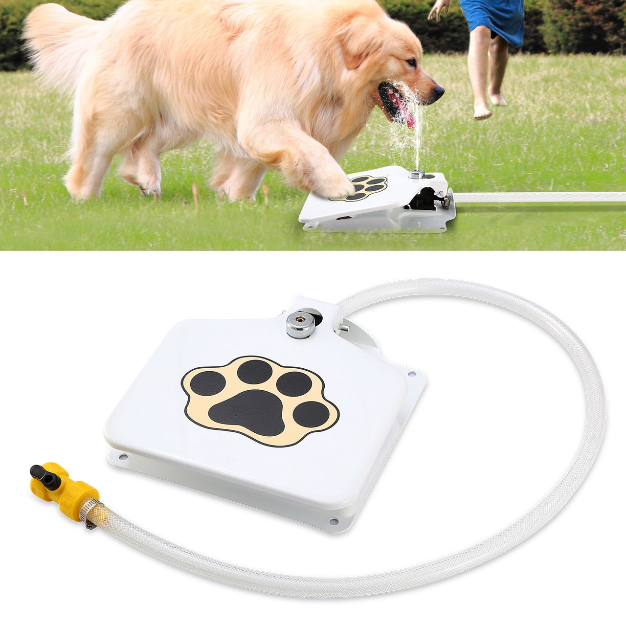Dog Water Fountain Outdoor Dog Pet Water Dispenser Step-on Activated Sprinkler - NosCiBe
