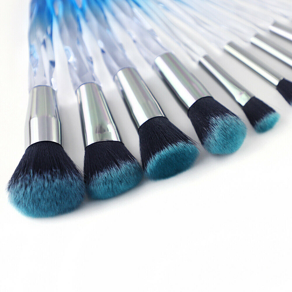 Professional makeup brush set of 10 pcs with crystal handle foundation brush - NosCiBe
