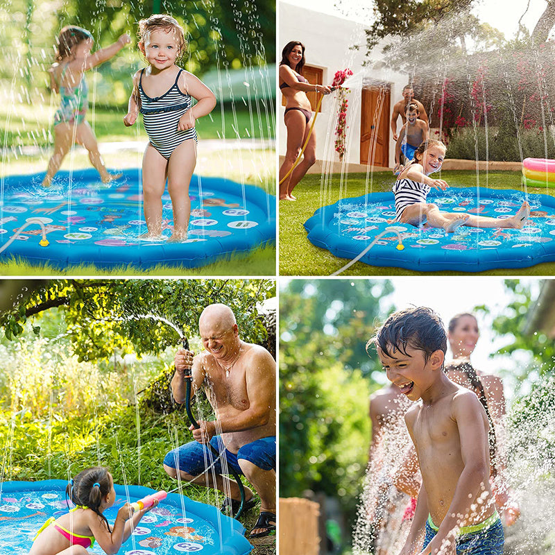 100/170 CM Children Pet Water Mat Summer Beach Inflatable Water Spray Pad Lawn Swimming Pool Mat Pet Sprinkler Outdoor Game Toy