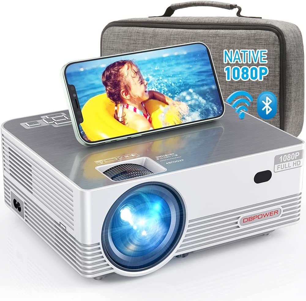 Native 1080P WiFi Bluetooth Projector, DBPOWER 8000L Full HD Outdoor Movie Projector Support iOS/Android - Native - NosCiBe