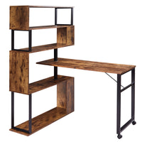 Thumbnail for Home office omputer desk L-shaped corner table rotating with 5-story bookshelf