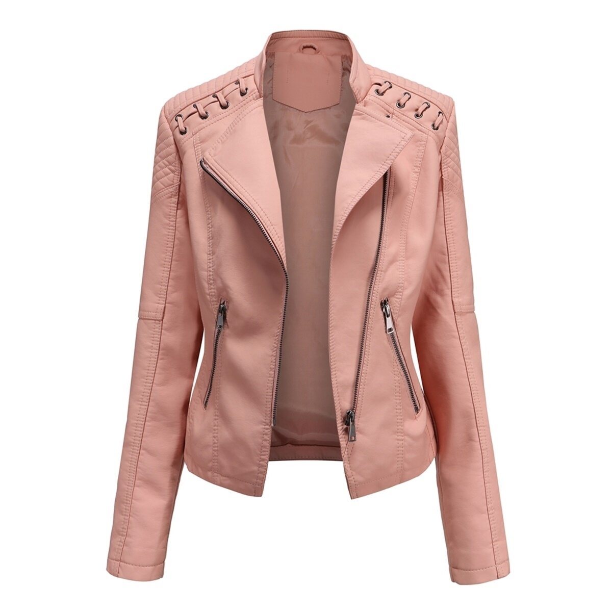 Womens Faux Leather Motorcycle Jacket