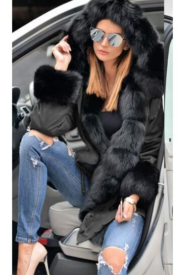 New Women Parka Casual Outwear Hooded Coat Fur Coats Manteau Female Woman Clothes Plus Size S-5XL