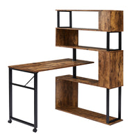 Thumbnail for Home office omputer desk L-shaped corner table rotating with 5-story bookshelf