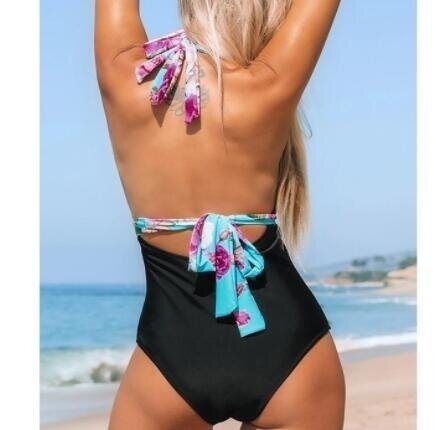V Neck Printed One Piece Swimsuits