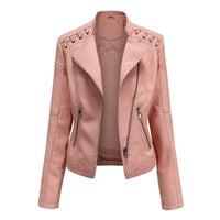 Thumbnail for Womens Faux Leather Motorcycle Jacket