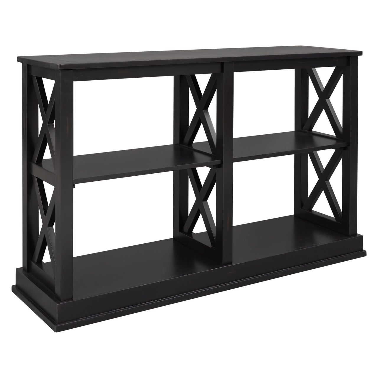 Trexm console table with 3-tier open storage spaces for living room, narrow sofa entryway or hallway