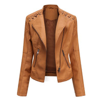 Thumbnail for Womens Faux Leather Motorcycle Jacket