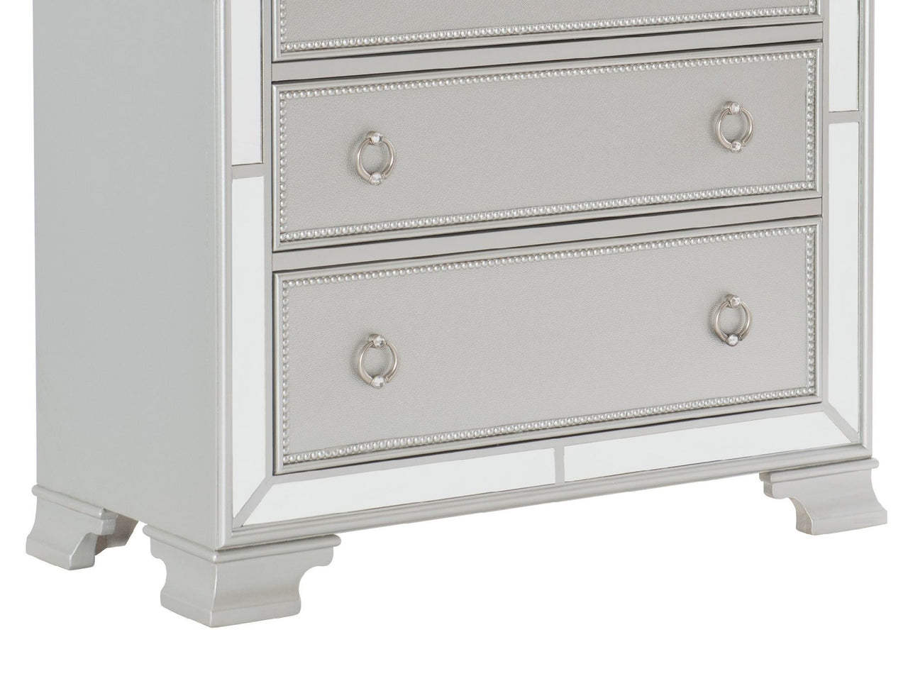 Modern Traditional Style 1pc Bedroom Chest of Drawers Embossed Textural Fronts Silver Finish