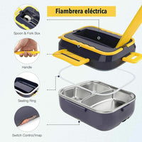 Thumbnail for 1.5L 40W Electric Heating Lunch Box Food Warmer Stainless Steel Container Portable Food Heat Up for Office Home Car