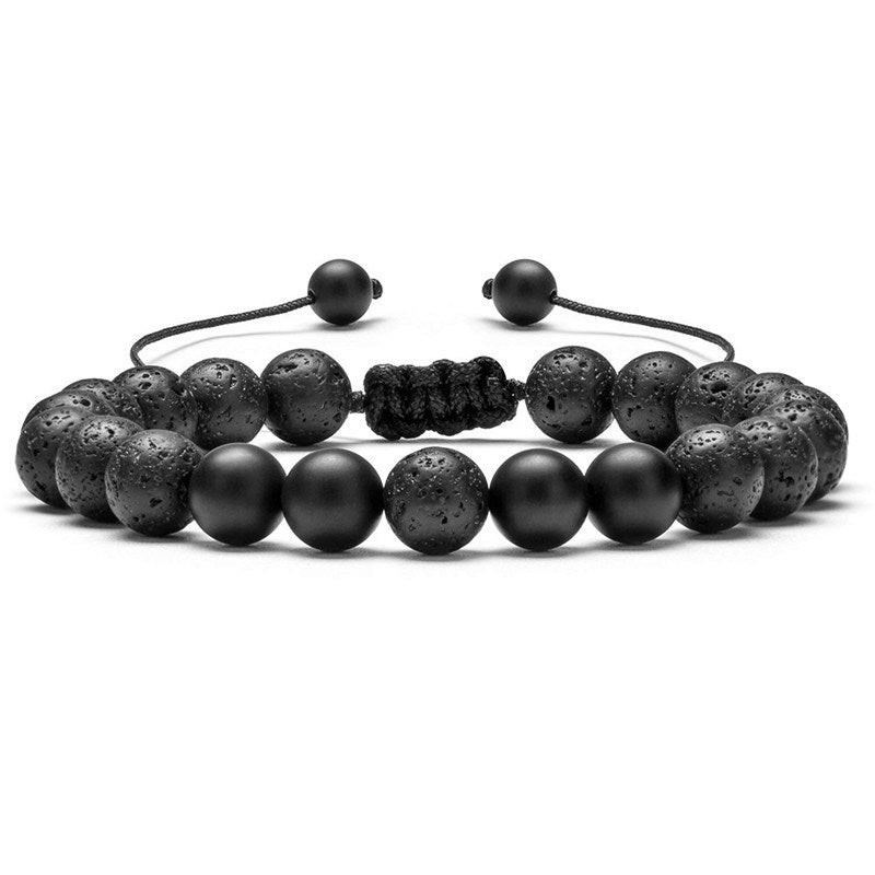 Tiger eye couple bracelets matte black agate beads bracelet - NosCiBe