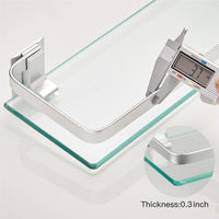Thumbnail for Glass Bathroom Shelf 15.7in Bathroom Shelf Wall Mounted Floating Glass Shelves with Towel Holder Glass Shower Shelf 2 Tier