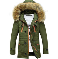 Thumbnail for Men Coat Jacket Faux Fur Hooded Cotton Padded Parka Outerwear and Coats