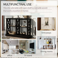 Thumbnail for Trexm console table with 3-tier open storage spaces for living room, narrow sofa entryway or hallway