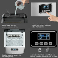 Thumbnail for 48 Lbs Stainless Self-Clean Ice Maker with LCD Display