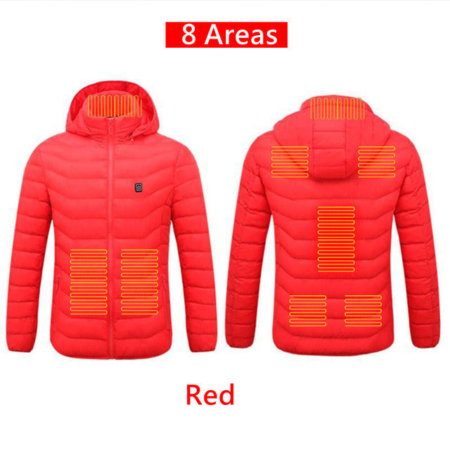 Heated Jacket USB Winter Outdoor,  Sprots Thermal Coat   9 -17 Areas