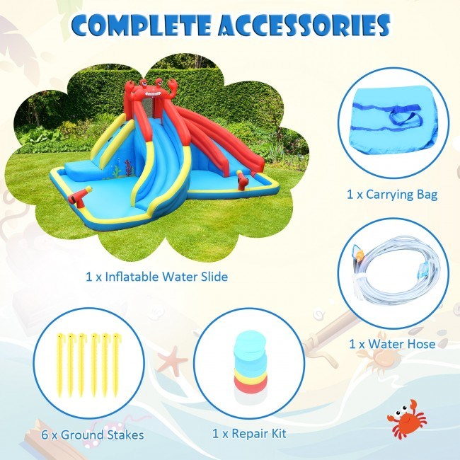 Inflatable Water Slide Crab Dual Slide Bounce House Without Blower