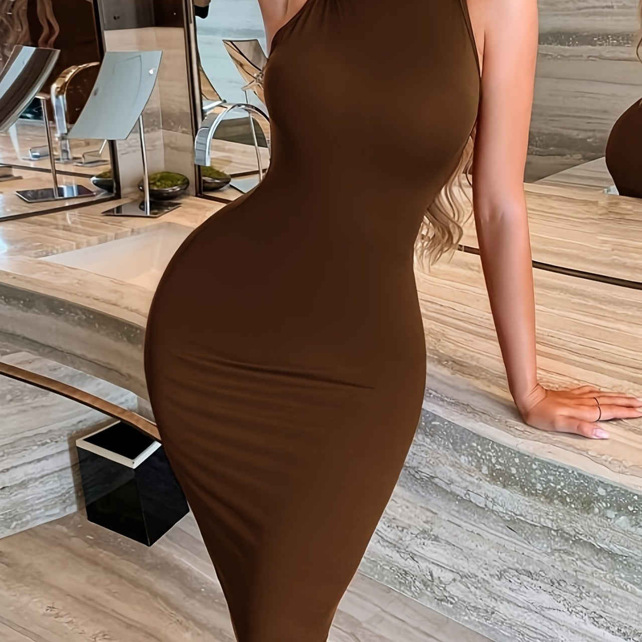 Body-Con Sexy Solid Sleeveless Dress