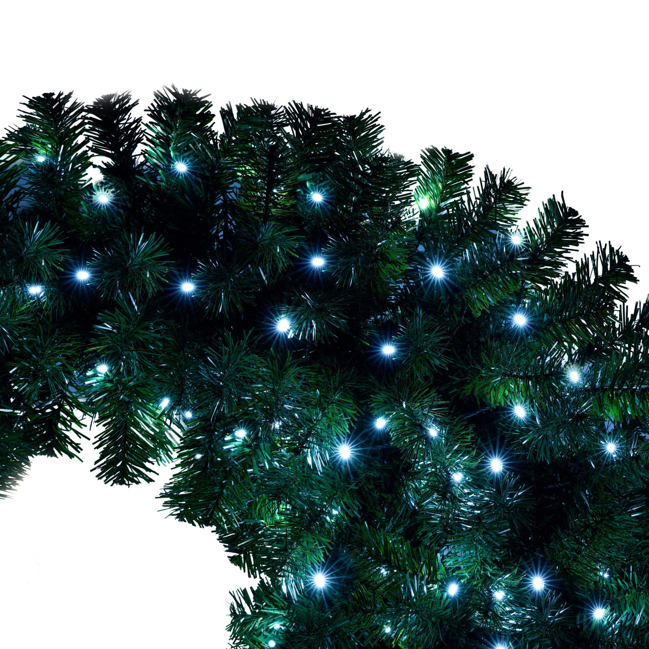 6FT Hinged Fir Artificial Top  Xmas Tree Bendable Santa Hat Style, 1250 Lush Branch Tips, 300 LED Lights