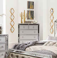 Thumbnail for Modern Traditional Style 1pc Bedroom Chest of Drawers Embossed Textural Fronts Silver Finish
