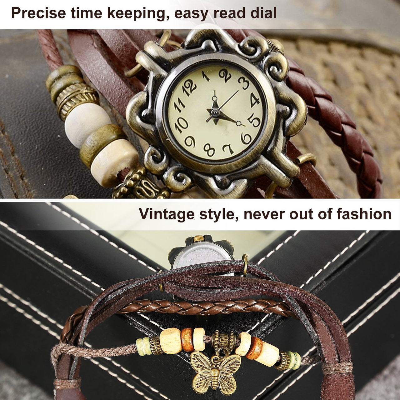 Vintage Women's Watch Bohemian Handmade Leather Watch Quartz Wrist Watch Fashion - Women's Watch - NosCiBe