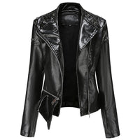 Thumbnail for Women's Slim Fit Rivet Personality Leather Jacket