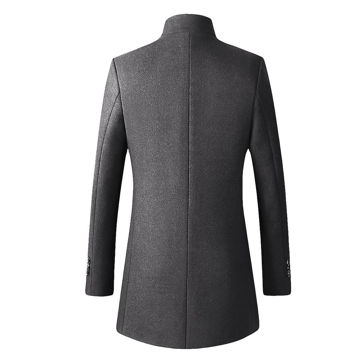 Men's Slim Fit Stand Collar Autumn Wool Overcoat