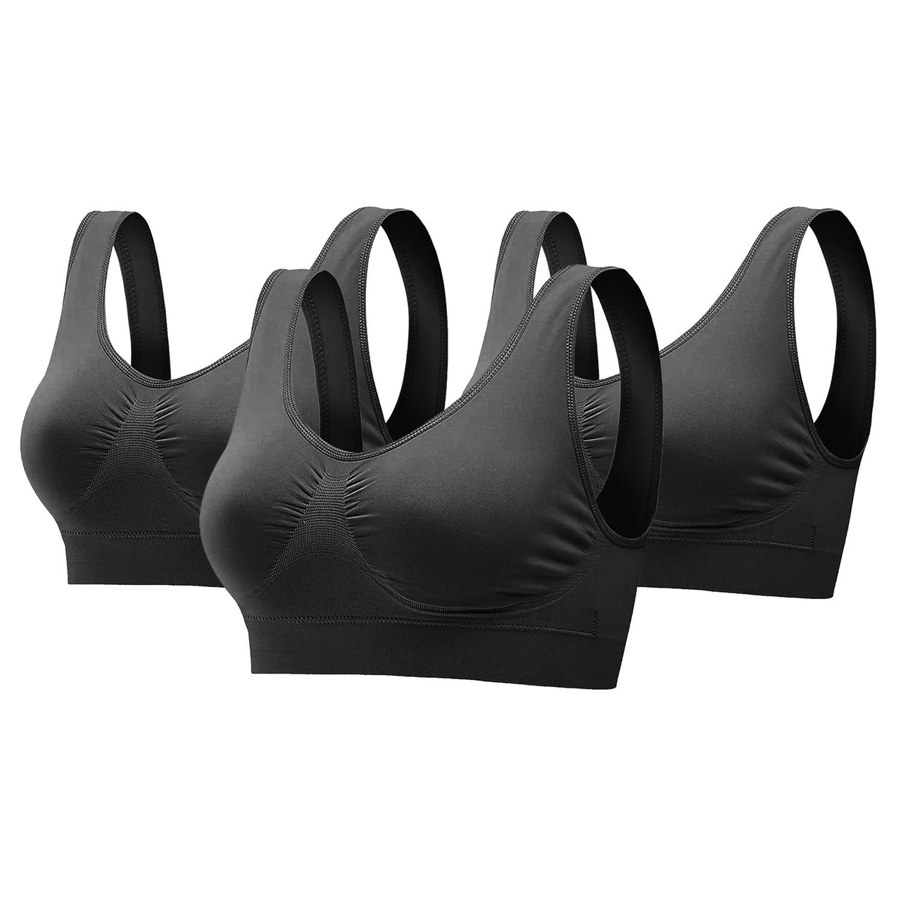 3 Pack Lightweight Wireless Sports Bras Tank Tops for Fitness Workout Sports Yoga Sleep Wear S - 4XL