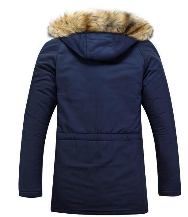 Men Coat Jacket Faux Fur Hooded Cotton Padded Parka Outerwear and Coats