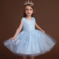 Thumbnail for Children Mesh Tulle Lace Dress Summer Fairy Princess Skirt with Lining Flower