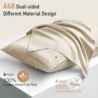 Thumbnail for Silk Pillowcase 100% mulberry & natural wood pulp fiber double-sided with hidden zipper set of 2