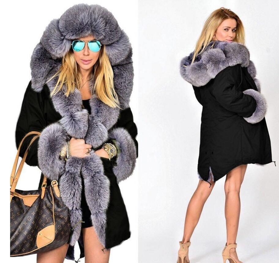 New Women Parka Casual Outwear Hooded Coat Fur Coats Manteau Female Woman Clothes Plus Size S-5XL