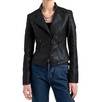 Thumbnail for Womens Faux Leather Motorcycle Jacket