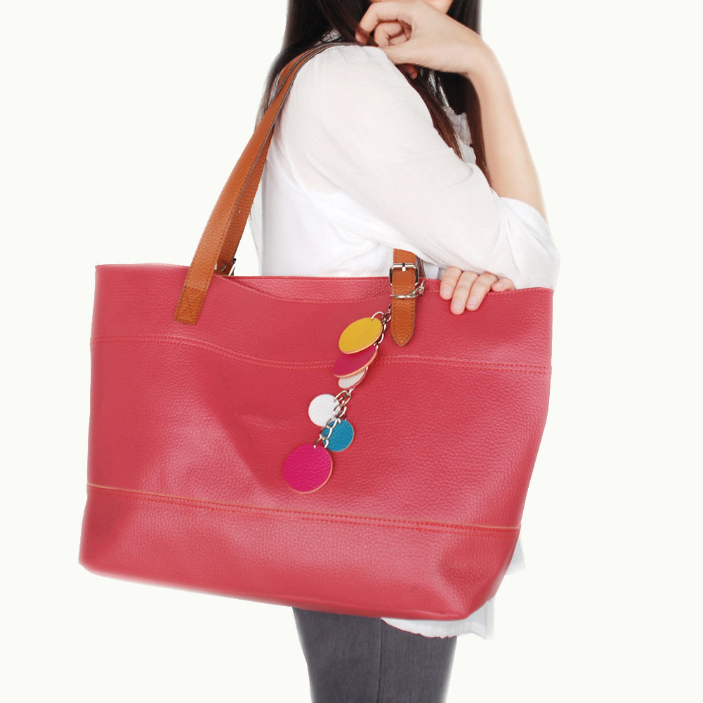 [Dolce Pink Lady] Fashion Double Handle Leatherette Satchel Bag Handbag Purse - Blancho Bedding - NosCiBe