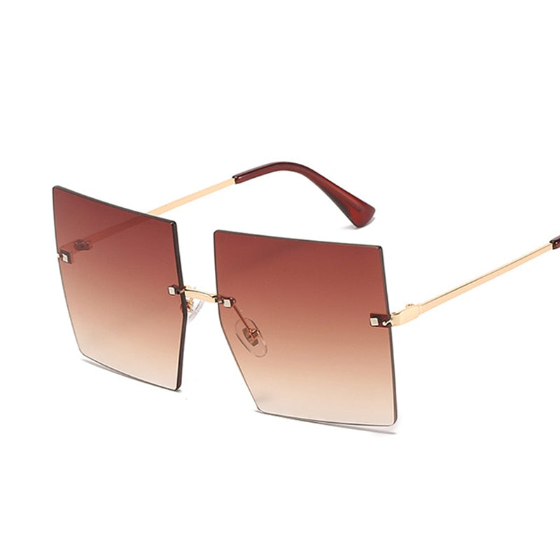 Oversized Rimless Square Sunglasses - Square Sunglasses - NosCiBe