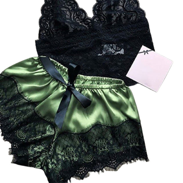 Lace satin sleepwear set - Sleepwear - NosCiBe