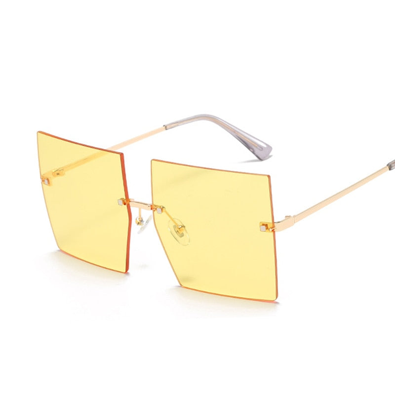 Oversized Rimless Square Sunglasses - Square Sunglasses - NosCiBe